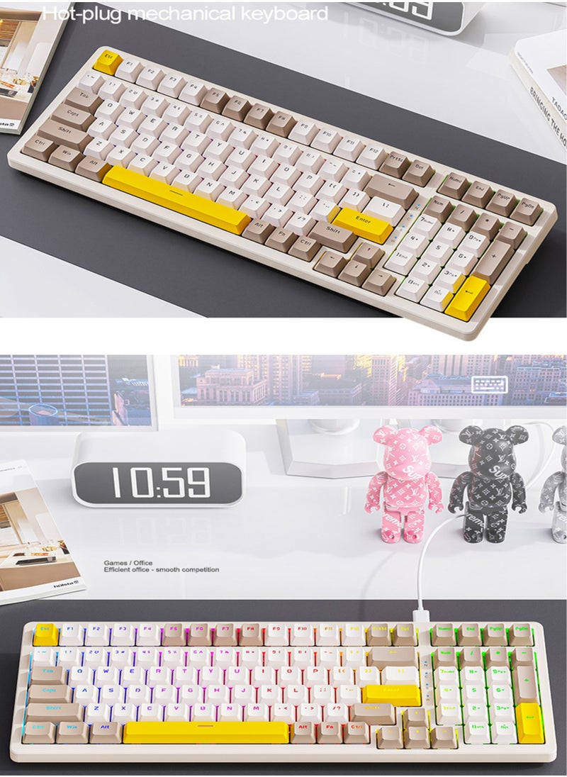 MissTiara - 100 Key RGB Backlit Gaming Mechanical Keyboard Custom Gaming Gasket Structure Wired Hot-Plug Gaming Mechanical Keyboard Blue Switches Both for Gaming and Office - Image 1