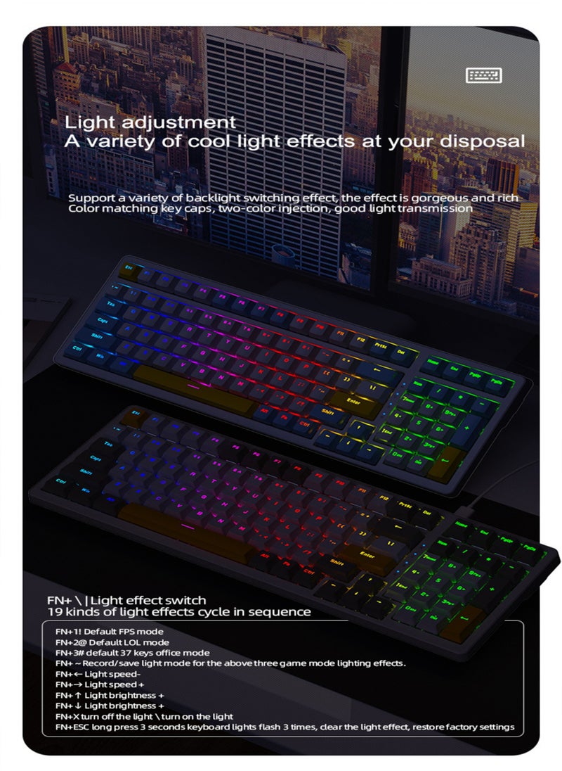 MissTiara - 100 Key RGB Backlit Gaming Mechanical Keyboard Custom Gaming Gasket Structure Wired Hot-Plug Gaming Mechanical Keyboard Blue Switches Both for Gaming and Office - Image 1