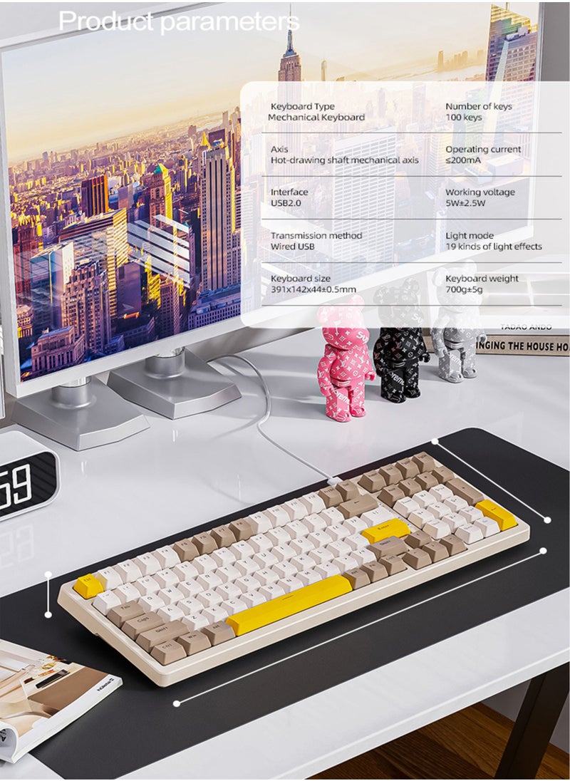 MissTiara - 100 Key RGB Backlit Gaming Mechanical Keyboard Custom Gaming Gasket Structure Wired Hot-Plug Gaming Mechanical Keyboard Blue Switches Both for Gaming and Office - Image 1