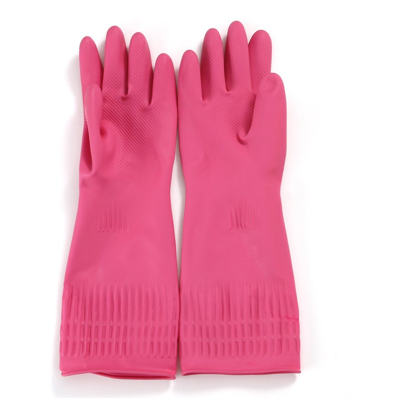 Latex Dishwashing Gloves Thickened Extended Red Red