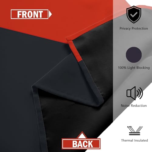 Tyrot Red Black 100% Blackout Curtains for Bedroom 84 inch Long 2 Panels Set Modern Abstract Geometric Black Out Living Room Curtains Christmas Red Thermal Room Darkening Window Drapes, 52Wx84L - Image 5