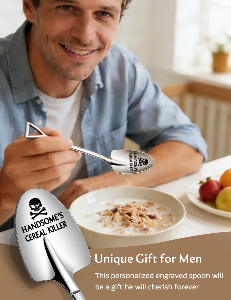 Lovingly Yours Birthday Gifts for Men Boyfriend Him, Fathers Day Gift for Husband, Easter Mens Funny Cereal Killer Spoon - Image 3