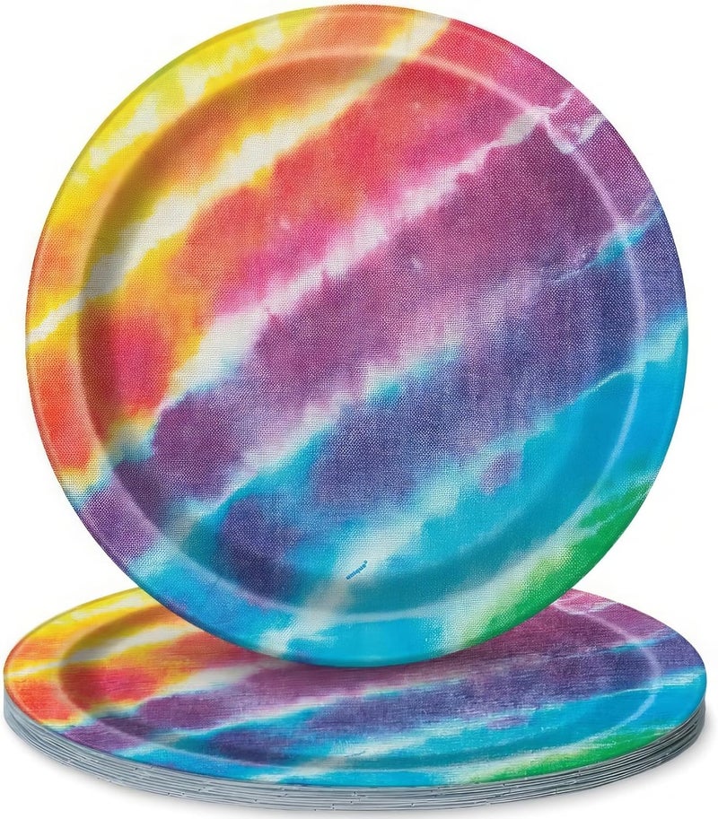Unique Party Multicolor Round Dinner Paper Plates Pack of 8 9  Vibrant Tie Dye Design Perfect for Parties Events  Special Occasions 