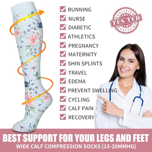 Bluemaple Compression Socks for Women & Men Circulation (6 Pairs) 15-20 mmHg is Best Support for Athletic Running Cycling - Image 5