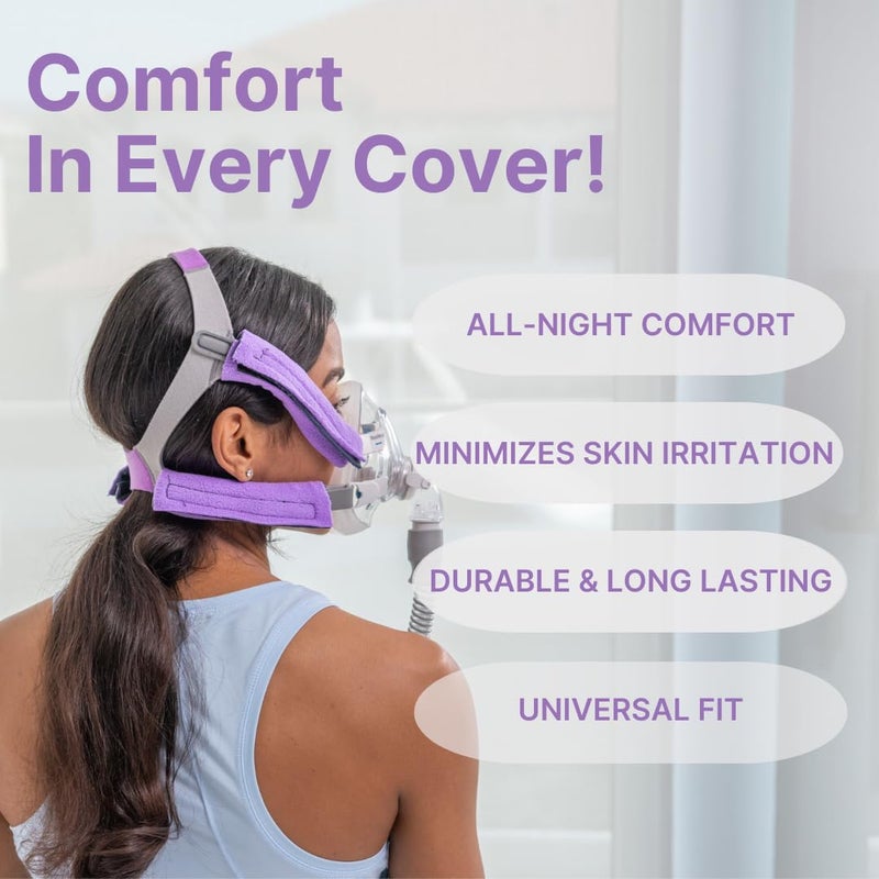 Snugell CPAP Headgear Strap Covers (4-Pack) â€“ Purple - Universal CPAP Mask Cushionsâ€“ Soft Fleece Fabric to Reduce Pressure and Improve Comfort â€“ Perfect for Enhanced Sleep Quality & Skin Protector - Image 3