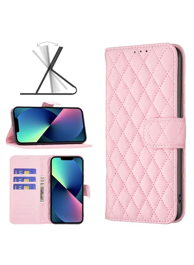 S-TOP Case For iPhone 14 Diamond Lattice Wallet Leather Flip Phone Case - Image 1