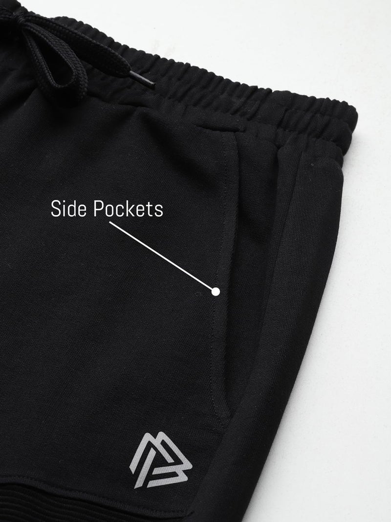 John Players Men s Cotton Joggers with Ribbed Front Panel & Side Pockets (JLB005M13_Black_XXL) - Image 4