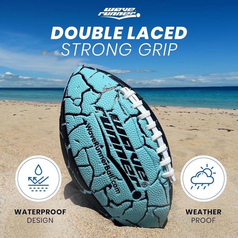 WaveRunner Grip It Waterproof Junior Size Football, 9.25 Size, Durable & Double Laced, Perfect for Beach Accessories, Kids Games, Pool Toys, Outdoor Games, All-Weather Indoor & Outdoor Play - Image 2