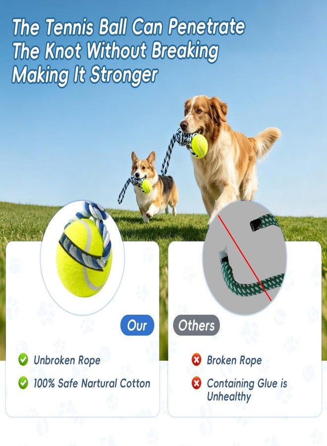 Erhalithegro Interactive Tug of War Rope Toy for Medium & Small Dogs - Outdoor Tether Tug Toy with 1 Knot & Tennis Ball, Puppy Teething Chew Cotton Toy - Image 4