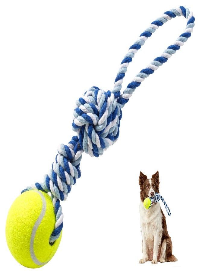 Erhalithegro Interactive Tug of War Rope Toy for Medium & Small Dogs - Outdoor Tether Tug Toy with 1 Knot & Tennis Ball, Puppy Teething Chew Cotton Toy - Image 1