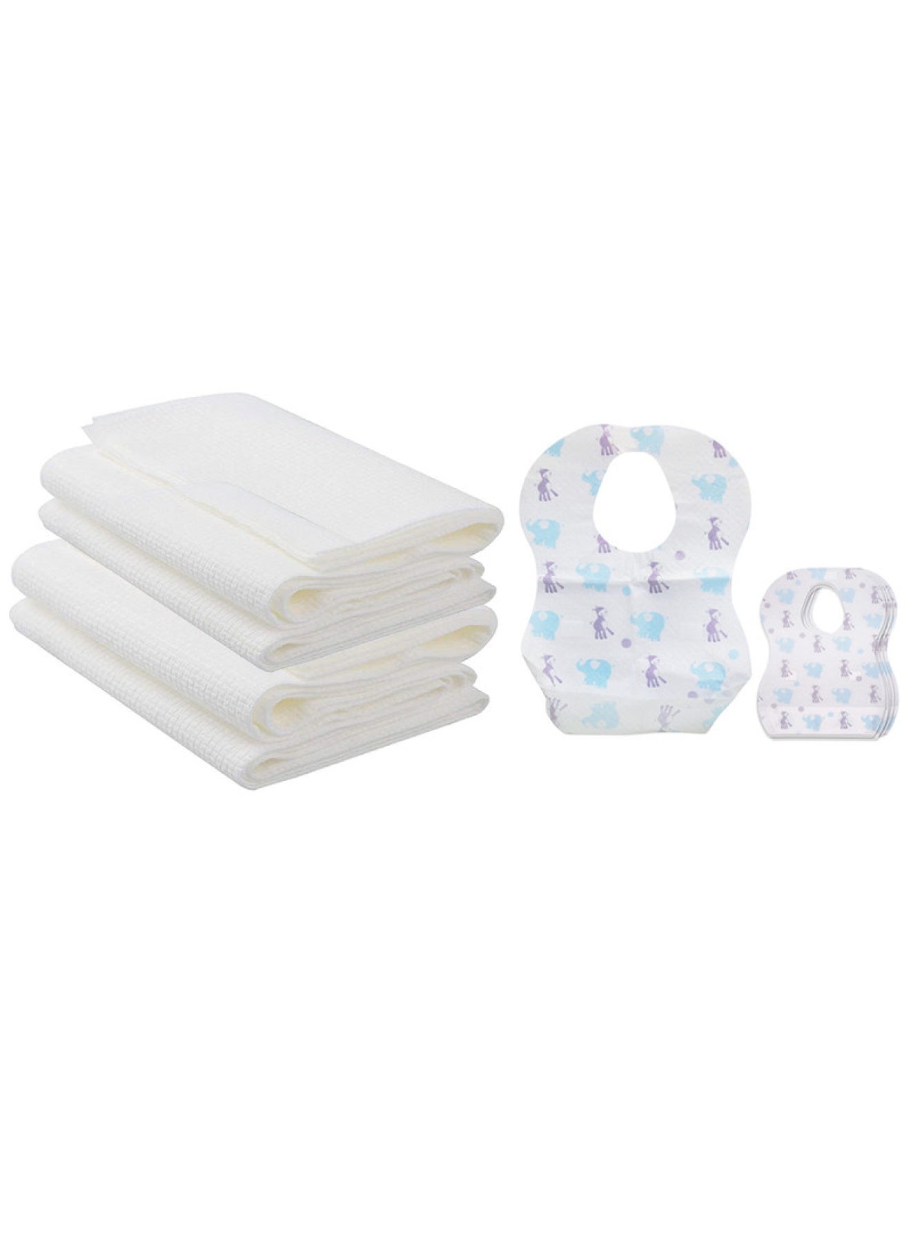 STAR BABiES Combo Pack Disposable Bibs Pack Of 10 With Disposable Towel Pack Of 6 Elephant