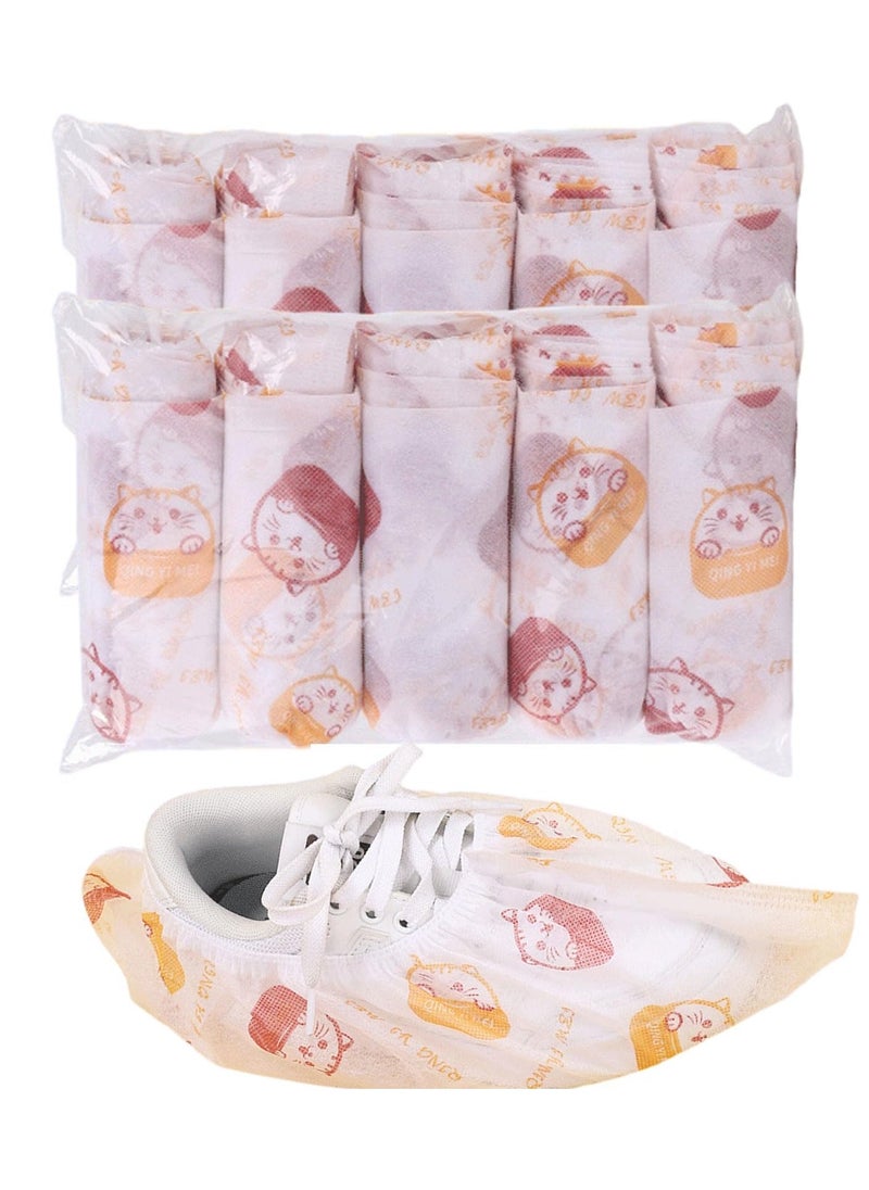 KASTWAVE Shoe Covers Disposable Non Slip ,Disposable printed cartoon made of non-woven fabric, wear-resistant shoe covers for students and children, thickened household anti-skid indoor,2 bags (50 pairs)  - Image 1