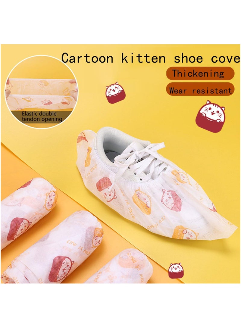 KASTWAVE Shoe Covers Disposable Non Slip ,Disposable printed cartoon made of non-woven fabric, wear-resistant shoe covers for students and children, thickened household anti-skid indoor,2 bags (50 pairs)  - Image 2