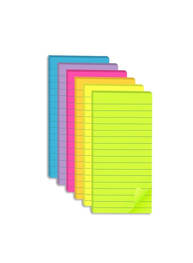 Kozerite (6 Pack) Lined Sticky Notes 4x6 in Ruled Stickies Super Sticking Power Memo Pads Bright Colors - Image 1