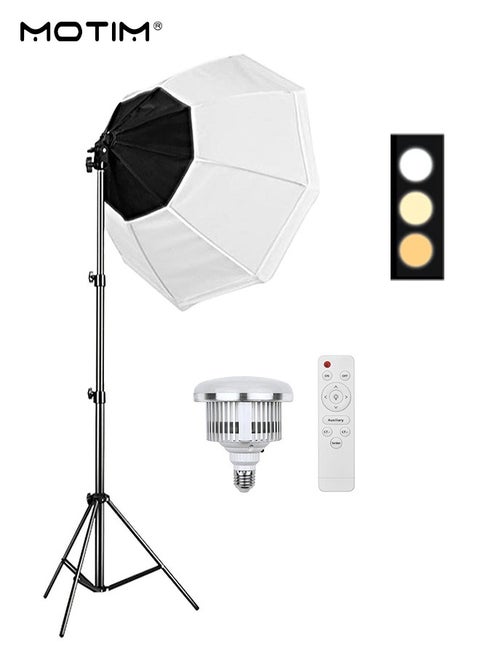 Professional Photography Softbox Lighting Kit With 150W LED 3 Colors LED Bulb, Umbrellas Softbox With Remote Controller for Video Recording, Portraits Product Shooting