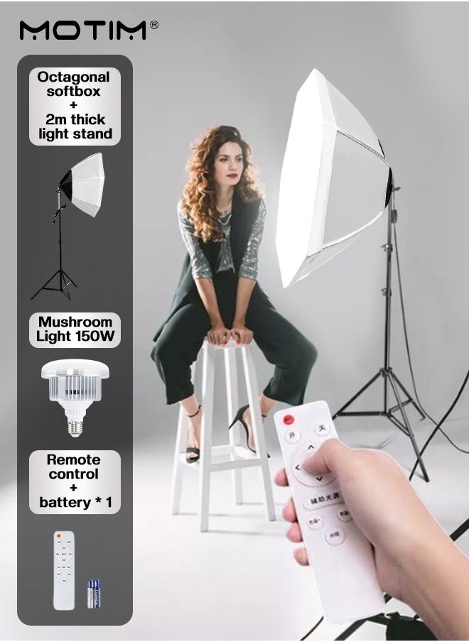 Motim - Professional Photography Softbox Lighting Kit With 150W LED 3 Colors LED Bulb, Umbrellas Softbox With Remote Controller for Video Recording, Portraits Product Shooting - Image 1