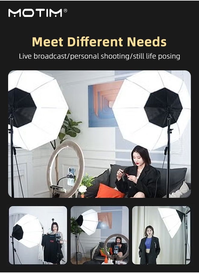 Motim - Professional Photography Softbox Lighting Kit With 150W LED 3 Colors LED Bulb, Umbrellas Softbox With Remote Controller for Video Recording, Portraits Product Shooting - Image 1
