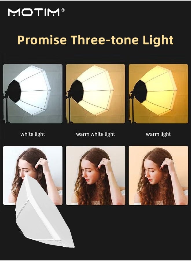 Motim - Professional Photography Softbox Lighting Kit With 150W LED 3 Colors LED Bulb, Umbrellas Softbox With Remote Controller for Video Recording, Portraits Product Shooting - Image 1