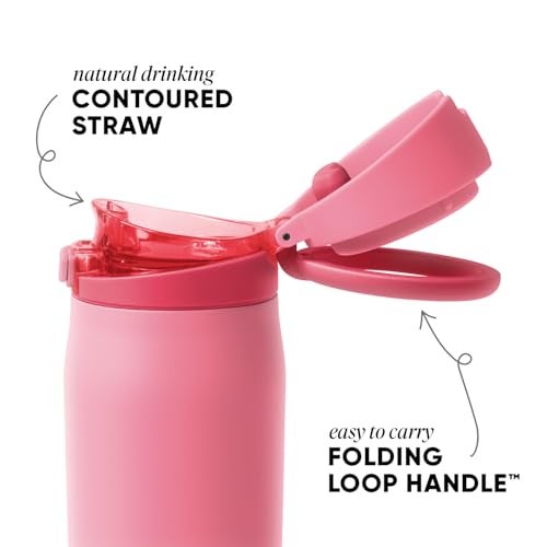Simple Modern Mesa Loop Water Bottle with Covered Straw and Handle 24oz Cup Holder Friendly Insulated Stainless Steel Bottles for Travel Sports and School Velvet Pink - Image 3
