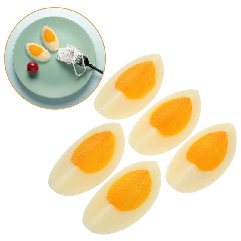 6 Realistic Artificial Simulation Boiled Egg Slices for Food Photography Kitchen Decor Culinary Training Catering Display - Image 4