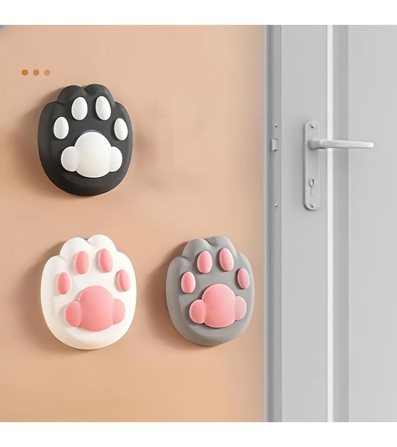 White Cat Paw Door Stopper 5pcs Anti Collision Quiet Cushion Pad Home Decor - Image 2