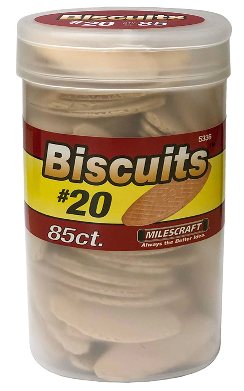 Milescraft 5336 20 Biscuits in a Bottle 85 pc For use in Wood Joining Woodworking and Crafting Works with Standard Biscuit Joiners Size 20