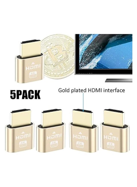 5-Pack HDMI Dummy Plug – Headless Ghost Display Emulator, 4K@60Hz, Voor GPU, Remote Desktop En Mining
