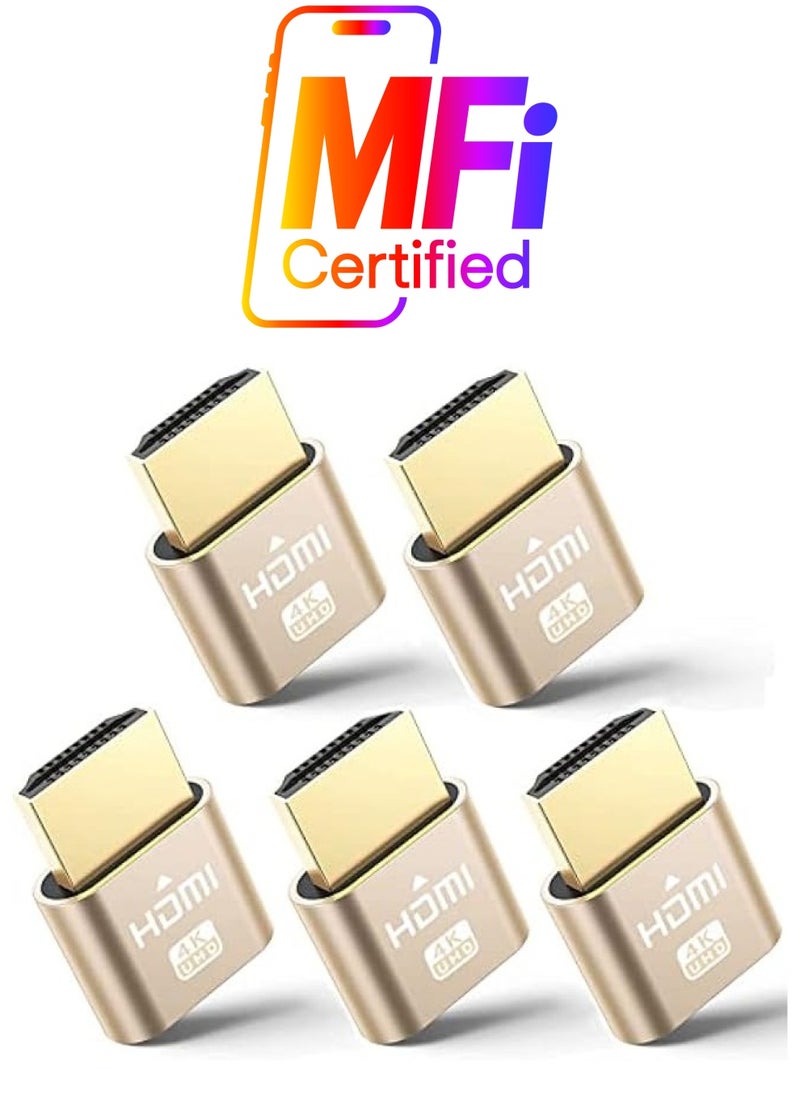 HDMI Dummy Plug 4K, 5Pack Headless Display Adapter, Virtual Monitor Display Emulator for Computer Desktop, Supports up to 3840x2160@60Hz, 1080@120Hz DVI EDID Emulator
