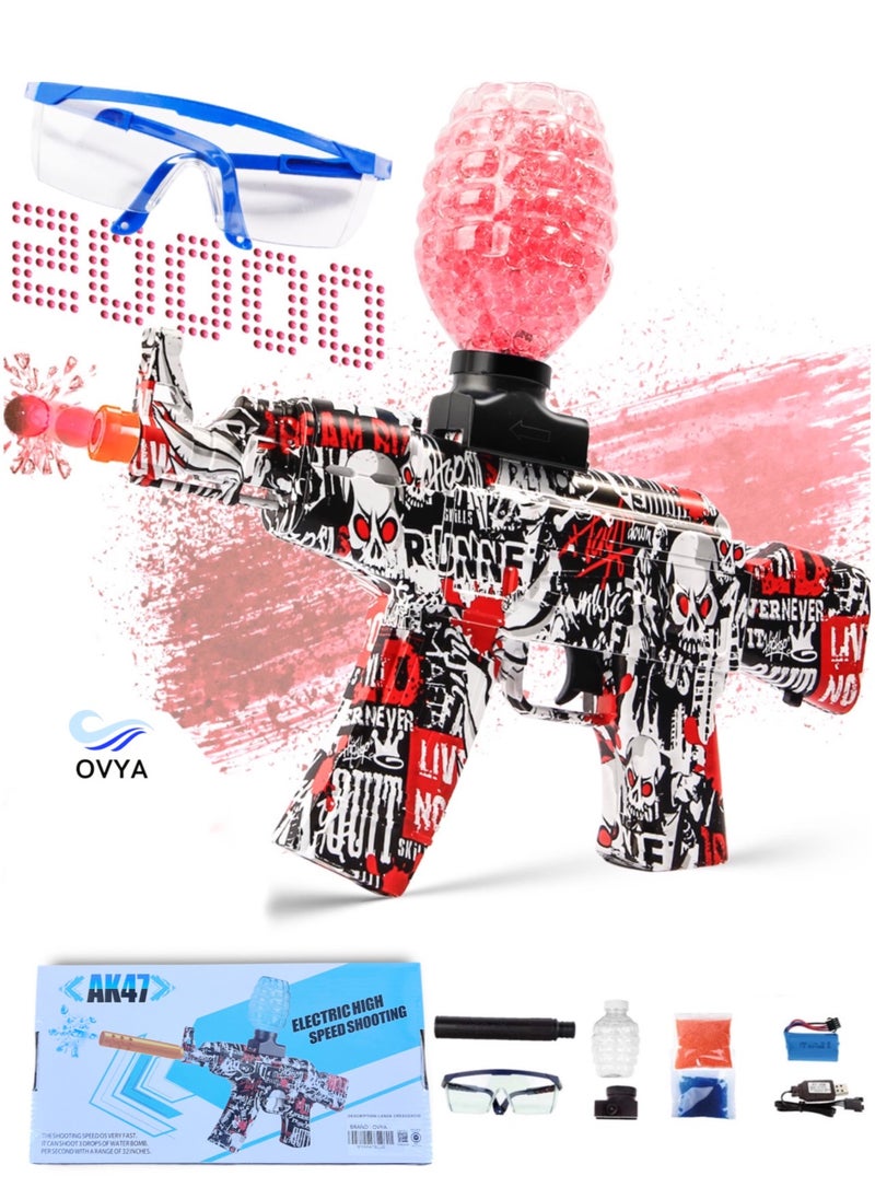أوڤيا مسدس كرة جل كهربائي مسدس تلقائي AEG AKM-47 مسدس جل صديق للبيئة مع 20000 رصاصة ونظارات واقية لعبة أنشطة ممتعة وفي الهواء الطلق للأطفال من سن 8 سنوات فما فوق  - Image 1