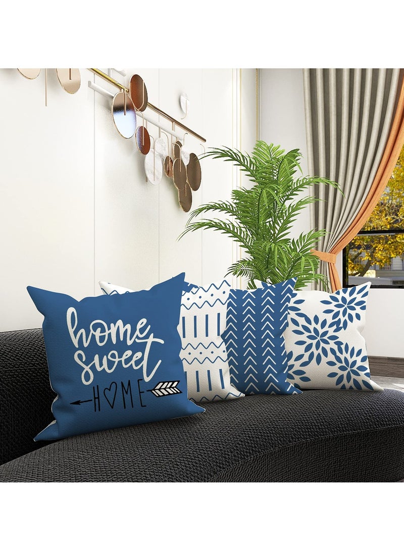 كيلا غطاء وسادة زخرفية، ديكور خريفي للمنزل، غطاء وسادة عصري للأريكة، غطاء وسادة من قماش الكتان للأماكن الخارجية، للكنبة أو السرير أو السيارة، 45x45 سم، طقم من 4 - Image 4