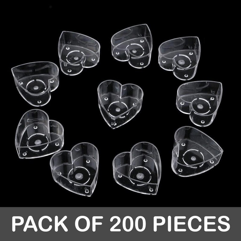 Urban Moon Acrylic Heart Shaped Tealight Cups, Polycarbonate Pre-Waxed Empty Tealight Containers/Mould for DIY Candle Making - Pack of 200 Piece - Image 2