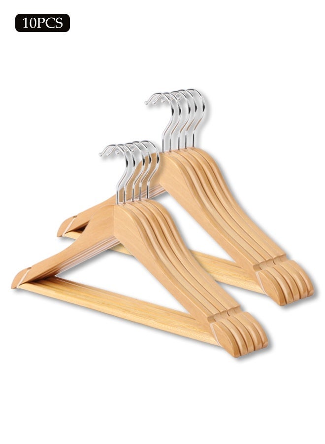 10-Piece Wooden Hangers,Non-Slip  Suit Hangers with Notches & 360° Swivel Hook,Clothes Hangers for Coats, Jacket, Shirt, Pants - Image 1