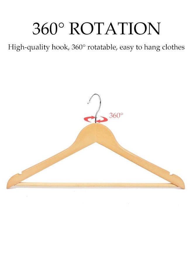 10-Piece Wooden Hangers,Non-Slip  Suit Hangers with Notches & 360° Swivel Hook,Clothes Hangers for Coats, Jacket, Shirt, Pants - Image 4