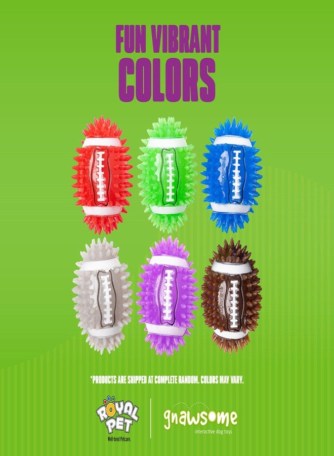 Gnawsome 4.5" Spiky Squeak & Light Football for Dogs - Durable, Rubber Bouncy Puppy Fetch & Chew Toy for Your Pet, Colors Will Vary for All Breed Sizes - Image 2
