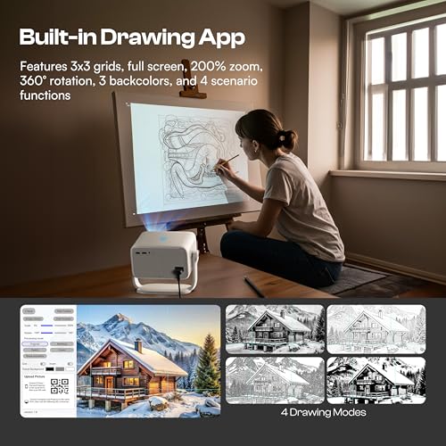 Caydo P3 Art Projector with Exclusive Drawing App for Artists, Portable Auto Focus & Keystone Native 1080P Projector for Drawing and Tracing, 40''-120'' Projection, Compatible with iOS/Android - Image 3