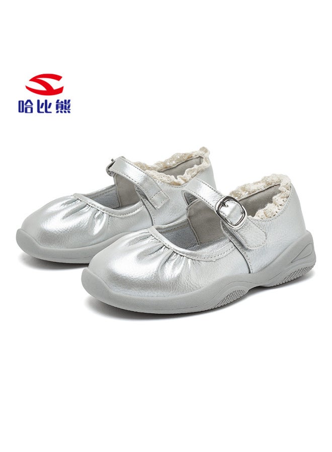 Habib Bear Girls Small Leather Shoes Spring And Autumn Princess Shoes French Shallow Pink Rubber Sole Shoes Leather Shoes A Generation Of Hair