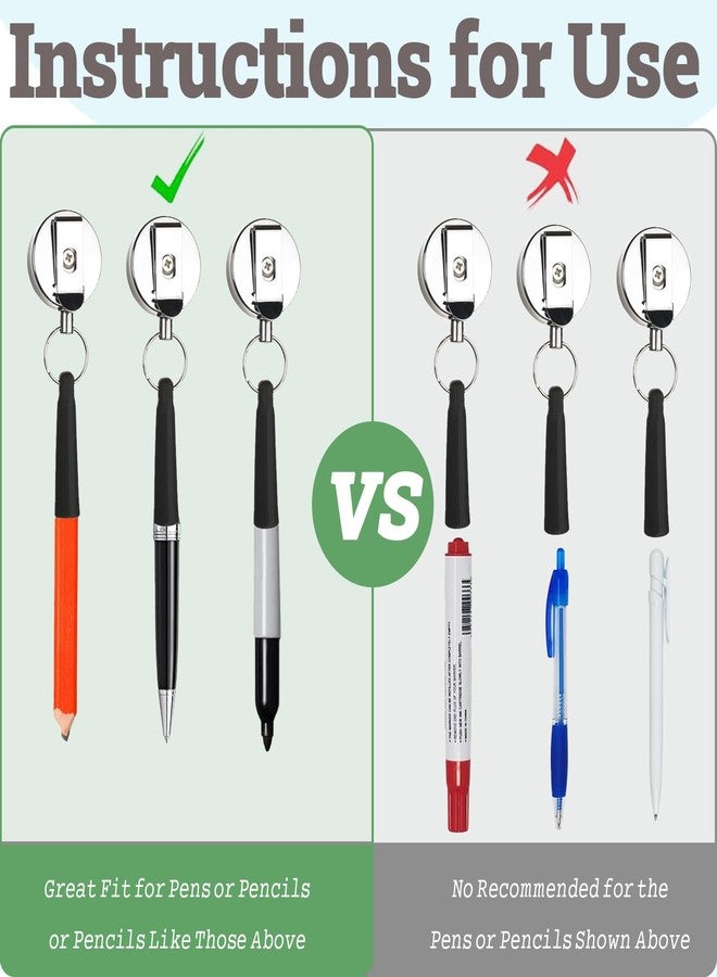 QIOOLEEO 2 Pcs Retractable Pen Holder, Pencil Lanyard for Woodwork, Bricklayer, Handicraft Maker,Pen Lanyard Ideal Grip for Markers and Carpenter Pencils,Pencil Pull with 24" Steel Wire,Elastic Silicone - Image 3