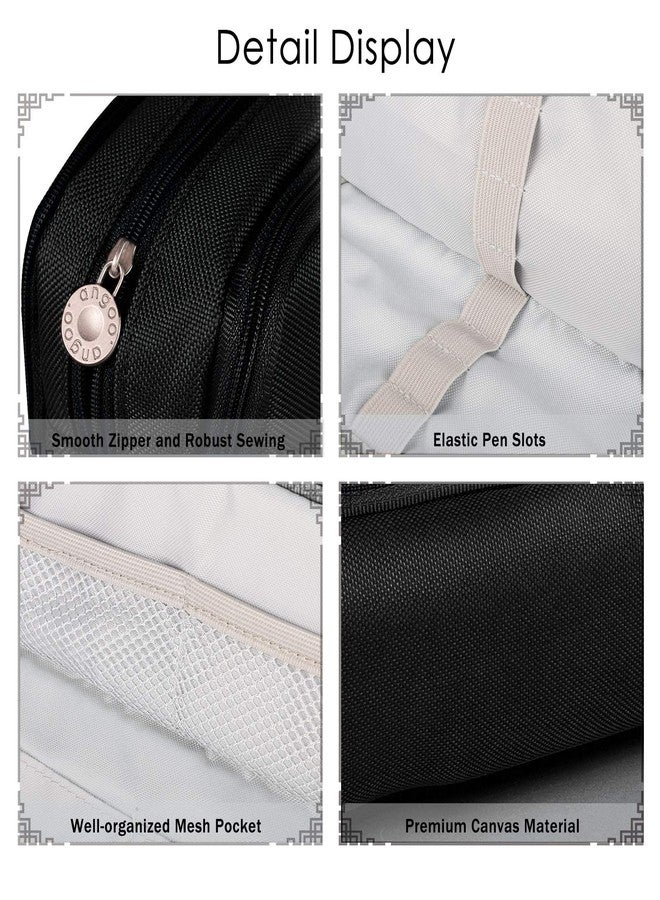 Coolzon Nylon Large Pencil Case For Girls Boys,Big Capacity Pencil Cases With 3 Compartments Pen Bag Pouch Holder School Stationery Organizer Makeup Cosmetic Bag For Kids Women Men (Black,Black) - Image 4