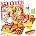 Zomiboo Pretend Food Toy Set for Kid Kitchen Fake Food Plastic Burgers Sandwich Toys Pretend Preschool Role Play Kitchen Restaurant Sets Birthday Gift for Girls Boys - Image 4