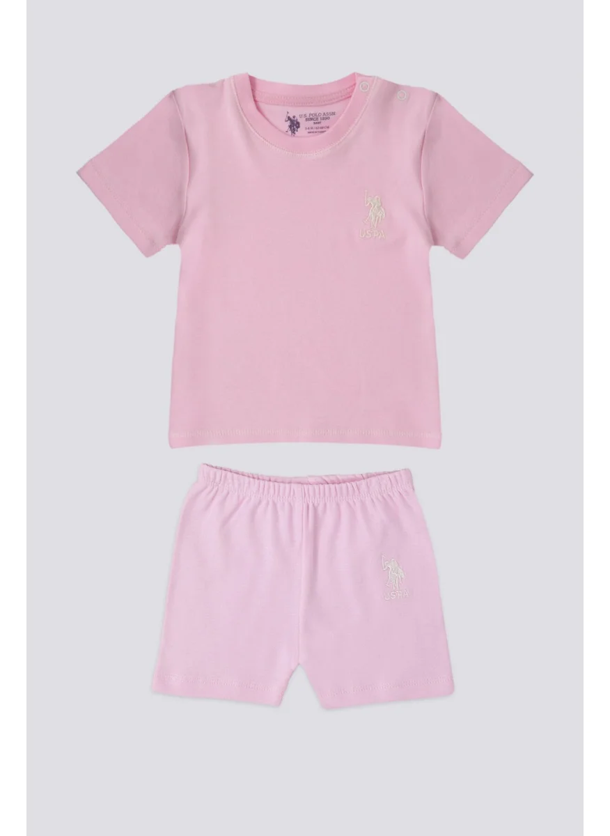 يو اس بولو اسن Candy Pink Light Pink Baby T-shirt Set