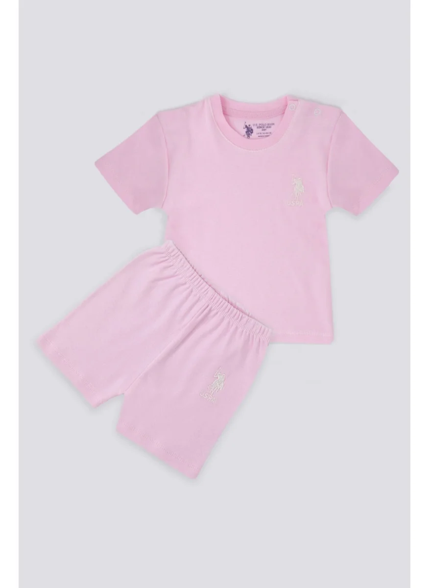 يو اس بولو اسن Candy Pink Light Pink Baby T-shirt Set