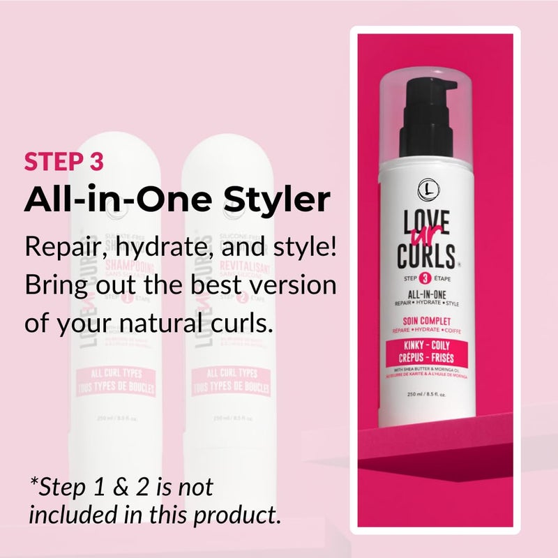 Love Ur Curls - Kinky Coily All in One Curl Cream Styler, Curling Cream for Curly Hair, Repair, Define, Hydrate & Style with Shea Butter, 250mL - Image 1