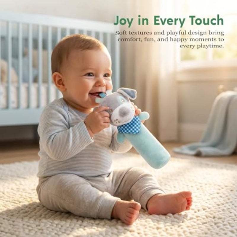 Plush Baby Rattle Toy for Infants 0 12 Months Soft Stuffed Animal Hand Rattle with Crinkle and Squeaker Sound Donkey Dog Teddy Horse Cute Dolls Assorted Colors Assorted Rattle Pack of 1 - Image 4