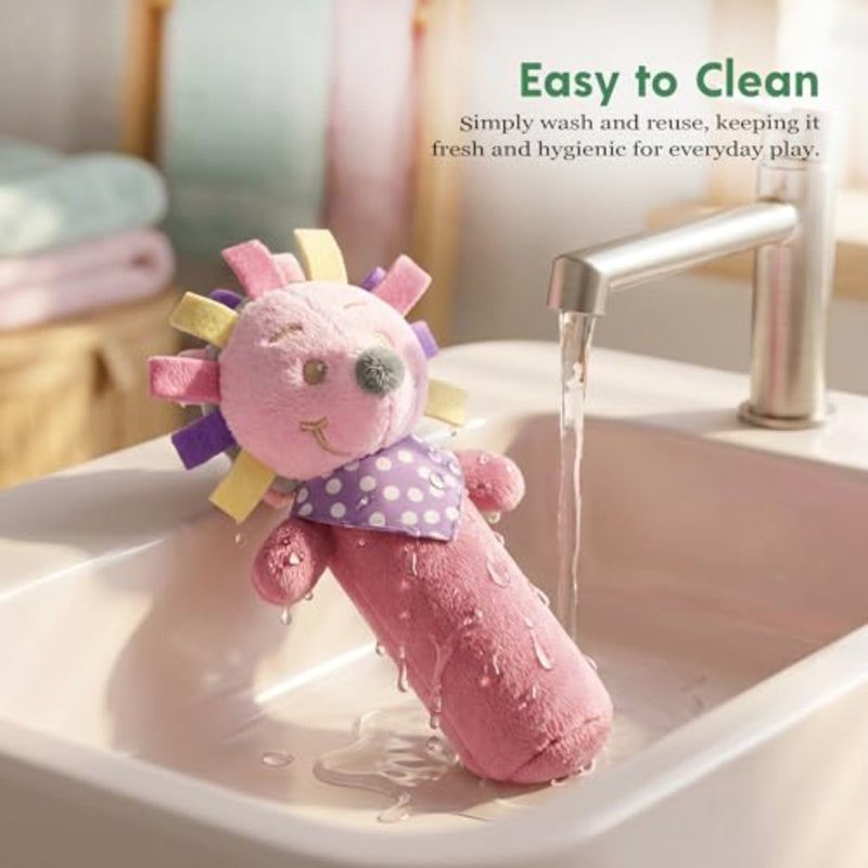 Plush Baby Rattle Toy for Infants 0 12 Months Soft Stuffed Animal Hand Rattle with Crinkle and Squeaker Sound Donkey Dog Teddy Horse Cute Dolls Assorted Colors Assorted Rattle Pack of 1 - Image 3
