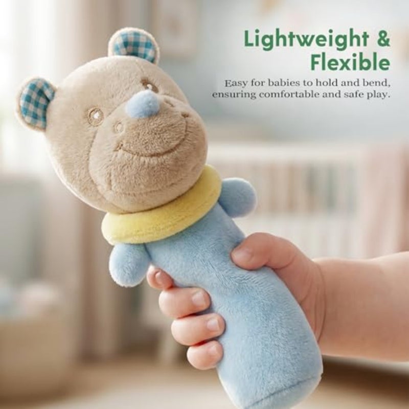 Plush Baby Rattle Toy for Infants 0 12 Months Soft Stuffed Animal Hand Rattle with Crinkle and Squeaker Sound Donkey Dog Teddy Horse Cute Dolls Assorted Colors Assorted Rattle Pack of 1 - Image 5
