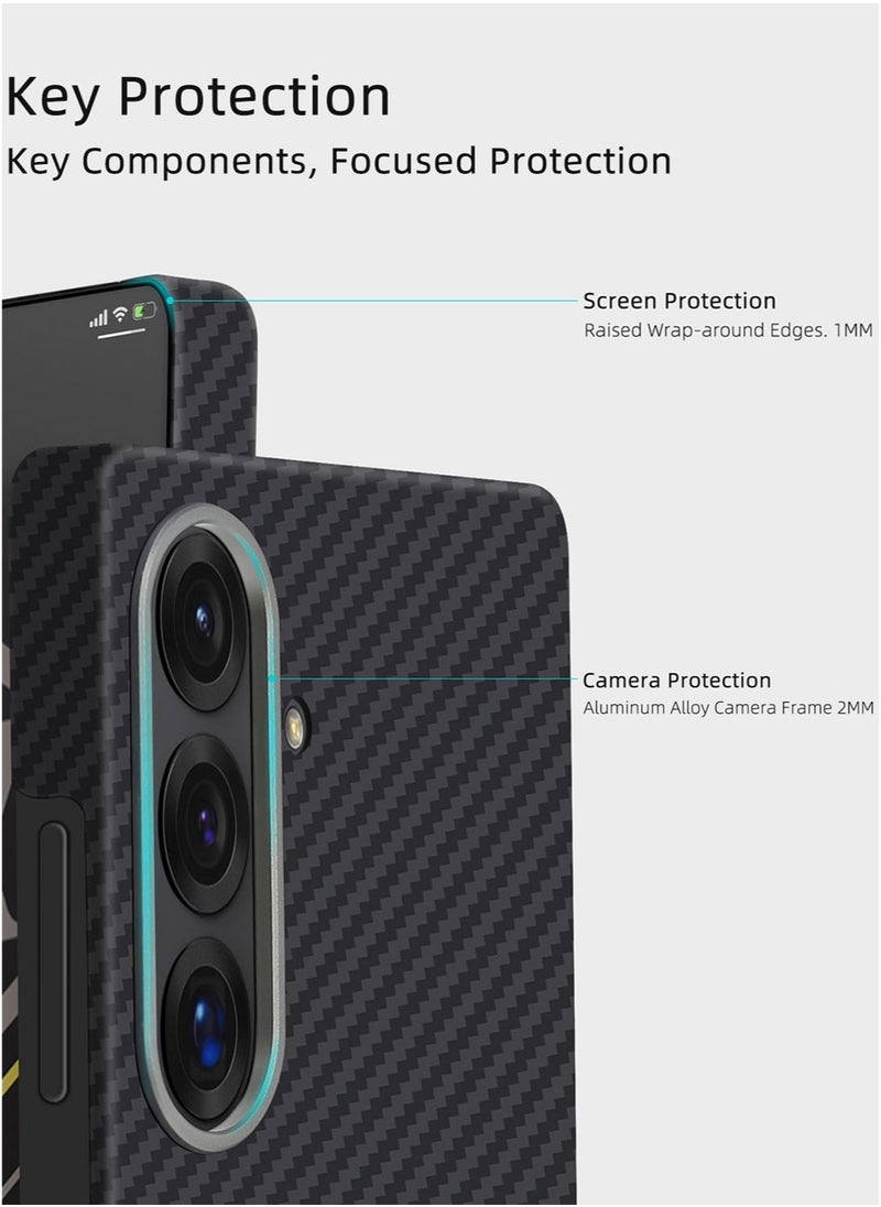 MONOCARBON Real Aramid Fiber Samsung Galaxy S25 Case Cover [ULTRA SLIM MagSafe] Lightweight Anti-Scratch - Matte Black  - Image 4