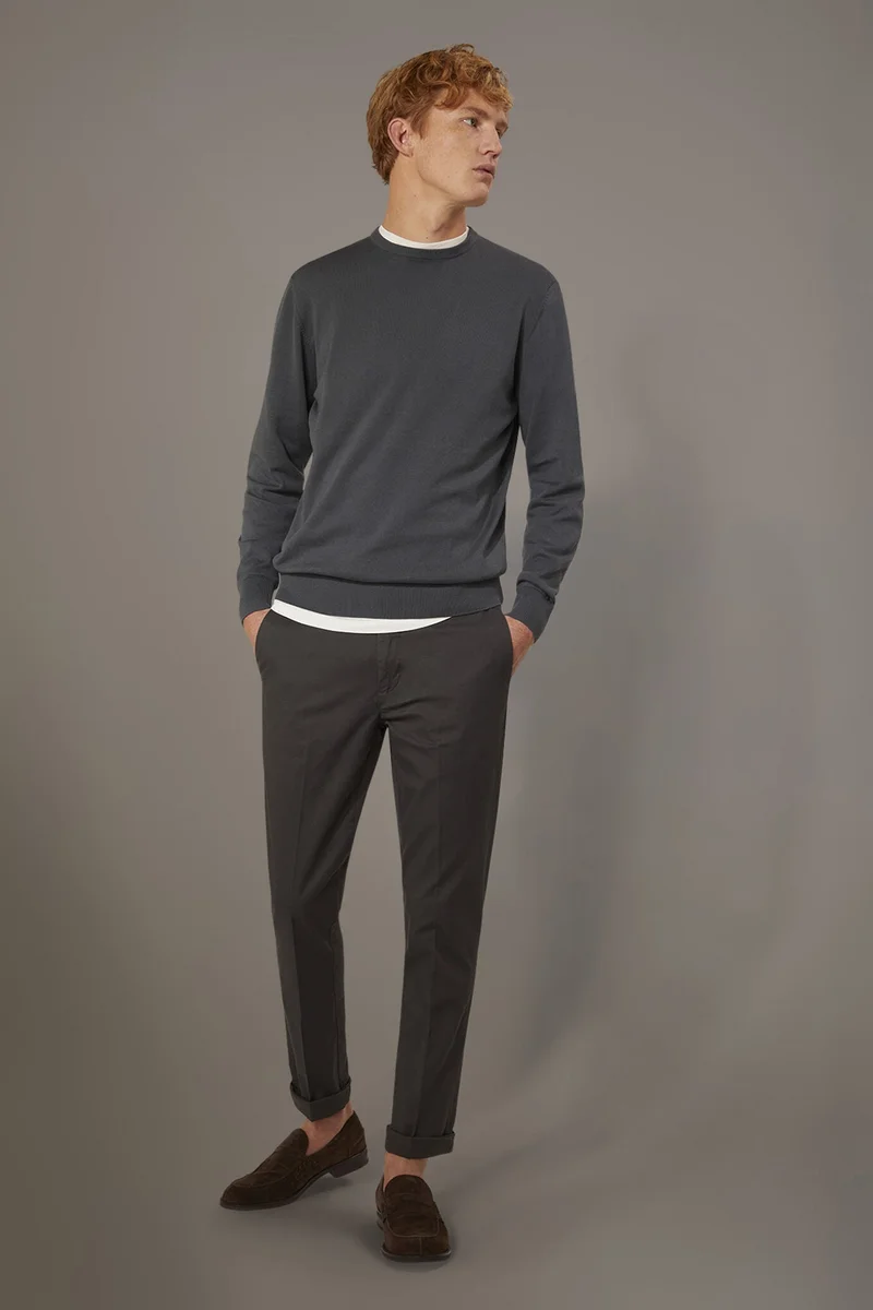Doppelganger Grey Classic chino trousers - DK Grey for Men | Best Price UAE