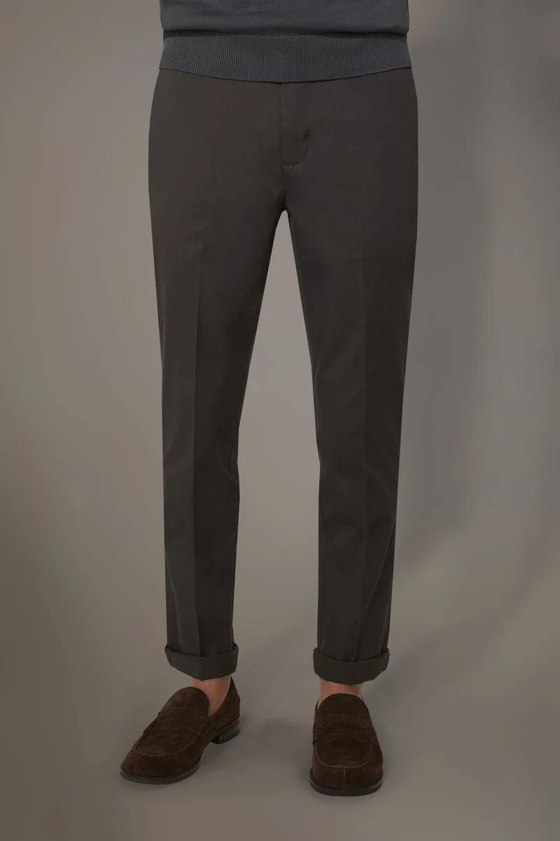 Doppelganger Grey Classic chino trousers - DK Grey for Men | Best Price UAE