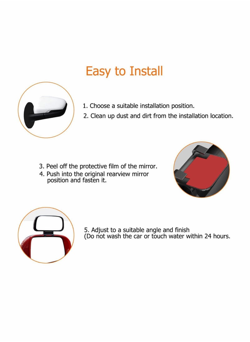 SYOSI Blind Spot Mirror-Side Mirror Wide Angle Mirror HD Glass Convex 360 Degree Rotation Car Rear Auxiliary Mirror with Adjustable Sticker Automotive Exterior Accessories for Cars Trucks（2 PCS）  - Image 2