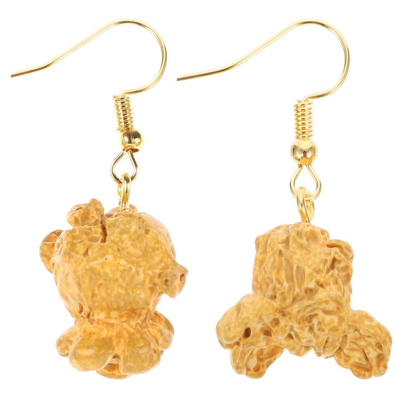 Popcorn Eardrops Fake Funny Spoof Personalized Small Beautiful Jewelry Eardrop Earring for Woman (Yellow Ear Hook Pattern) - Image 1